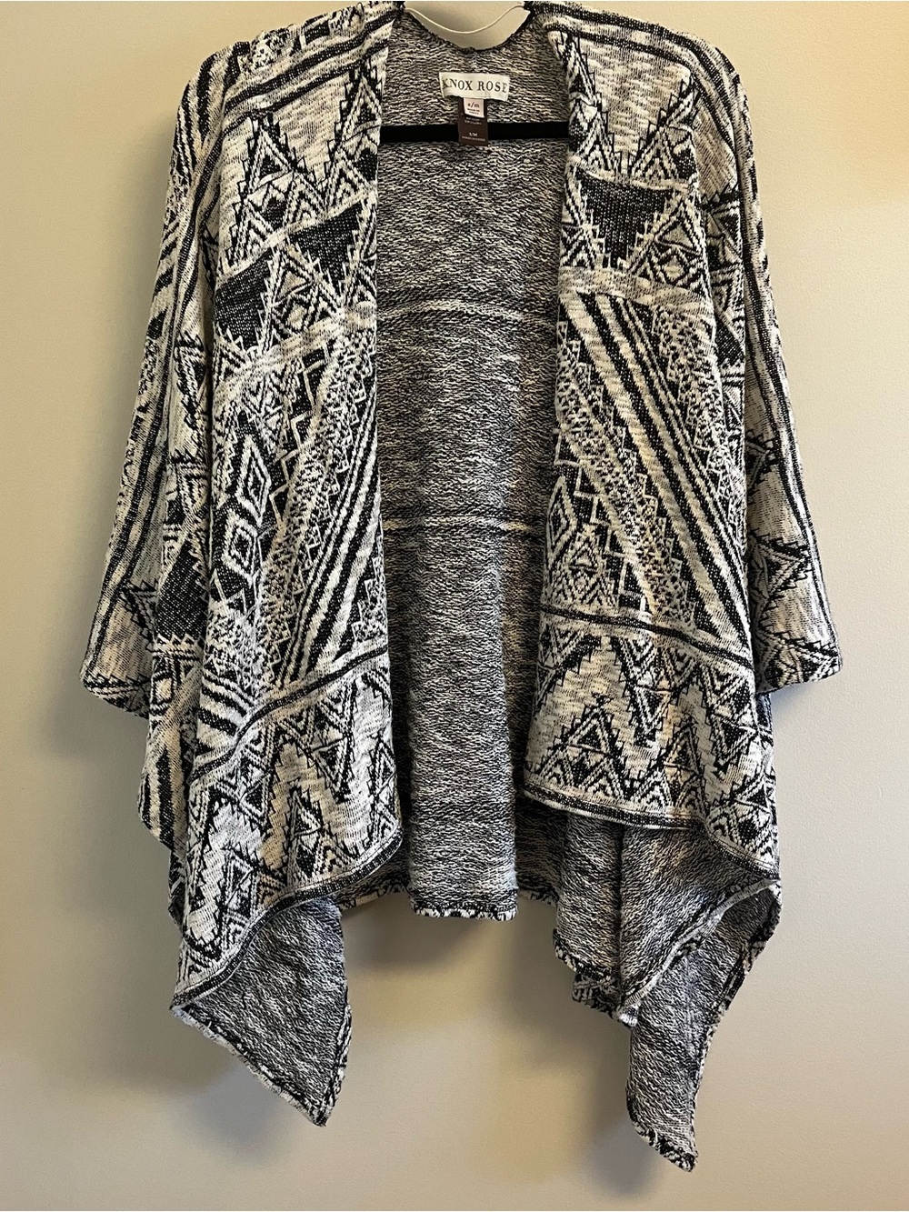 Southwestern Aztec Boho Open Shawl Cape Wrap Blanket weave Geometric print S/M